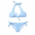 TOPOS CELESTE Bikini top a cuello